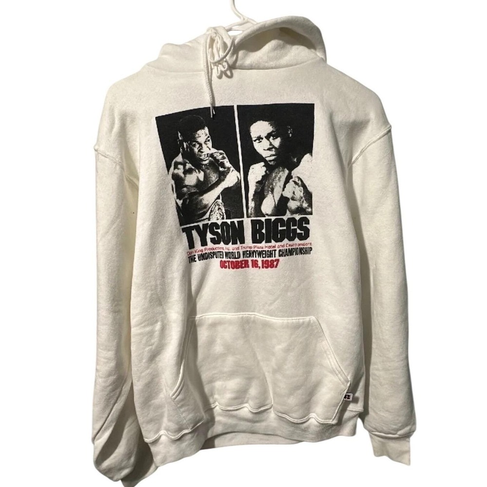 Vintage 1987 Mike Tyson vs Tyrell Biggs Russell Athletic Hoodie Trump Plaza M